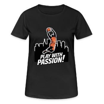 PLAYING BASKETBALL - Women's Breathable T-Shirt - black - Front - AI Model Female 172 light (172cm)