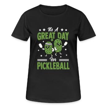 Pickleball Paddleball Teamsport Outfit Pickle - Frauen T-Shirt atmungsaktiv - Schwarz - Vorne - AI Model Female 172 light (172cm)