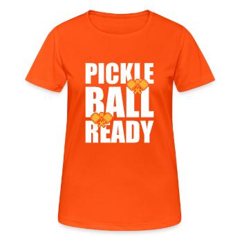 Pickleball Ready Paddleball Player Gift - T-shirt respirant Femme - orange néon - Devant - AI Model Female 172 dark (172cm)