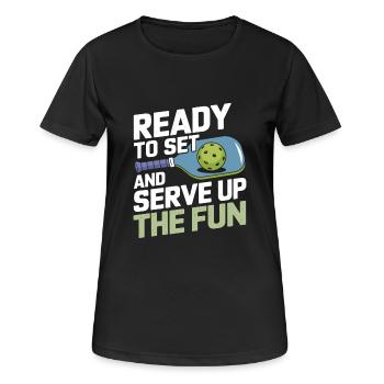 Pickleball Teamsport Paddleball Spielen - Frauen T-Shirt atmungsaktiv - Schwarz - Vorne - AI Model Female 172 light (172cm)