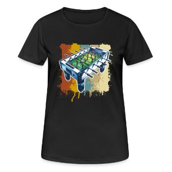 Tischkicker Tischfußball - Frauen T-Shirt atmungsaktiv - Schwarz - Vorne - AI Model Female 172 light (172cm)