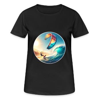 Kitesurfen Kitesurfer Kiteboard - Frauen T-Shirt atmungsaktiv - Schwarz - Vorne - AI Model Female 172 light (172cm)