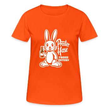 Prosterhase - Osterhase - Prost - Ostern - Frauen T-Shirt atmungsaktiv - Neonorange - Vorne - AI Model Female 172 dark (172cm)