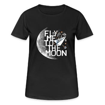 Un astronaute s’envole vers la lune Un astronaute s’envole vers la lune - T-shirt respirant Femme - noir - Devant - AI Model Female 172 light (172cm)