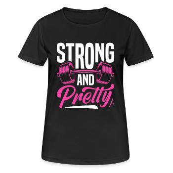 Stark und Schön Fitness Spruchdesign - Frauen T-Shirt atmungsaktiv - Schwarz - Vorne - AI Model Female 172 light (172cm)