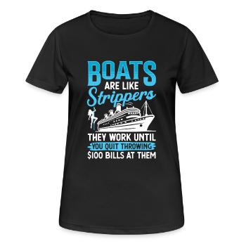 Humorvolles Boote und Unterhaltung Design - Frauen T-Shirt atmungsaktiv - Schwarz - Vorne - AI Model Female 172 light (172cm)