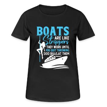 Humorvolles Boot und Unterhaltung Spruchmotiv - Frauen T-Shirt atmungsaktiv - Schwarz - Vorne - AI Model Female 172 light (172cm)