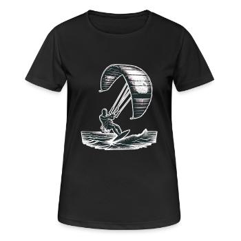 Kitesurf Kitesurfer Kiteboard - T-shirt respirant Femme - noir - Devant - AI Model Female 172 light (172cm)