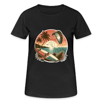 Kitesurfen Kitesurfer Kiteboard - Frauen T-Shirt atmungsaktiv - Schwarz - Vorne - AI Model Female 172 light (172cm)