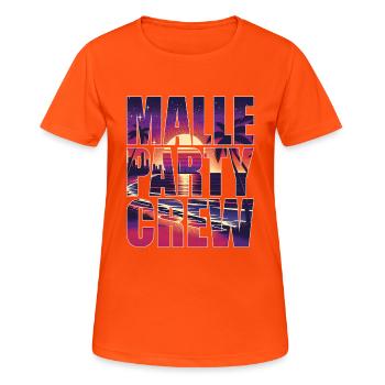 Malle Party Crew Mallorca Urlaub - Frauen T-Shirt atmungsaktiv - Neonorange - Vorne - AI Model Female 172 dark (172cm)