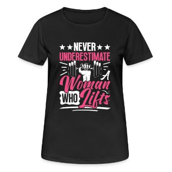 Femme forte Poids Haltérophilie Fitness Puissance - T-shirt respirant Femme - noir - Devant - AI Model Female 172 light (172cm)