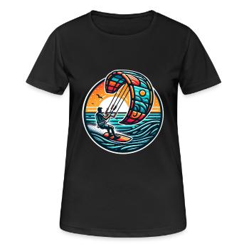 Kitesurfen Kitesurfer Kiteboard - Frauen T-Shirt atmungsaktiv - Schwarz - Vorne - AI Model Female 172 light (172cm)