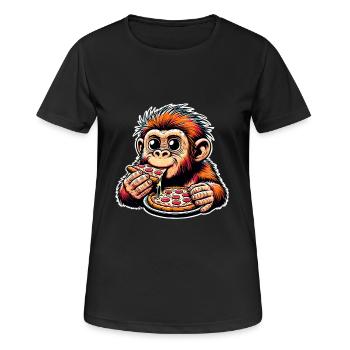Neandertaler Pizza - Frauen T-Shirt atmungsaktiv - Schwarz - Vorne - AI Model Female 172 light (172cm)