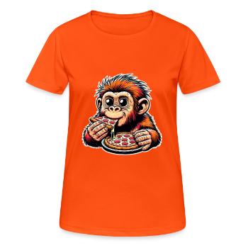 Neandertaler Pizza - Frauen T-Shirt atmungsaktiv - Neonorange - Vorne - AI Model Female 172 dark (172cm)