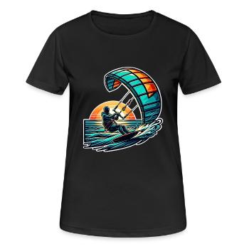 Kitesurfen Kitesurfer Kiteboard - Frauen T-Shirt atmungsaktiv - Schwarz - Vorne - AI Model Female 172 light (172cm)