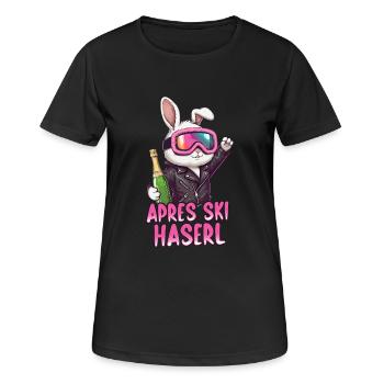 Lapin d’après-ski - T-shirt respirant Femme - noir - Devant - AI Model Female 172 light (172cm)