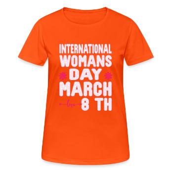 National Women's History Month 2025 Embrace Equity - Women's Breathable T-Shirt - neon orange - Front - AI Model Female 172 dark (172cm)