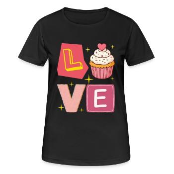 Cupcake Love – L’amour Version Sucrée Mignon - T-shirt respirant Femme - noir - Devant - AI Model Female 172 light (172cm)