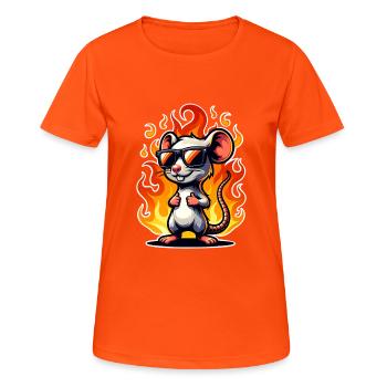 Mouse Flame - Women's Breathable T-Shirt - neon orange - Front - AI Model Female 172 dark (172cm)