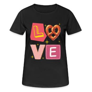 Pretzel Love – Liebe süße und Gourmet Version - Frauen T-Shirt atmungsaktiv - Schwarz - Vorne - AI Model Female 172 light (172cm)