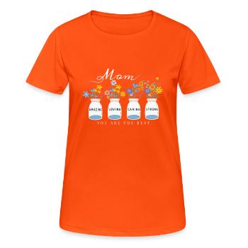 Maman incroyable aimant attentionné fort design floral - T-shirt respirant Femme - orange néon - Devant - AI Model Female 172 dark (172cm)