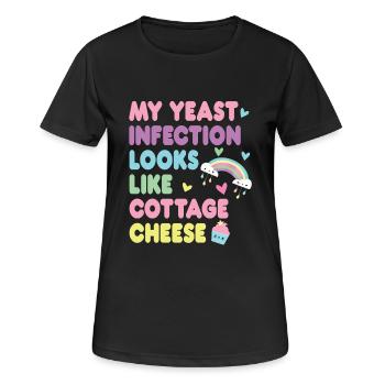 drôle, embarrassant, inapproprié : infection à levures - T-shirt respirant Femme - noir - Devant - AI Model Female 172 light (172cm)