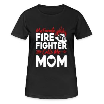 Mein Lieblings-Feuerwehrmann nennt mich Mama - Frauen T-Shirt atmungsaktiv - Schwarz - Vorne - AI Model Female 172 light (172cm)