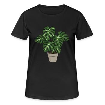 Monstera coloré - T-shirt respirant Femme - noir - Devant - AI Model Female 172 light (172cm)