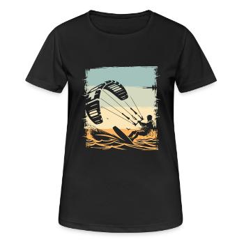 Kitesurfen Kitesurfer Kiteboard - Frauen T-Shirt atmungsaktiv - Schwarz - Vorne - AI Model Female 172 light (172cm)