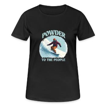 Powder to the People – Snowboard - Women's Breathable T-Shirt - black - Front - AI Model Female 172 light (172cm)