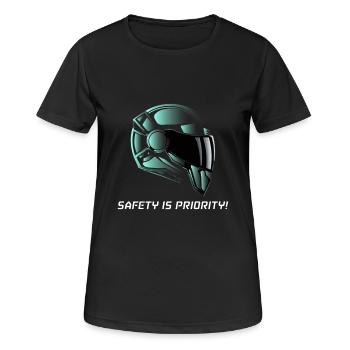 SAFETY IS PRIORITY - Women's Breathable T-Shirt - black - Front - AI Model Female 172 light (172cm)
