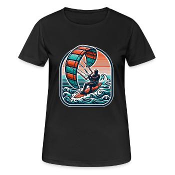 Kitesurf Kitesurfer Kiteboard - T-shirt respirant Femme - noir - Devant - AI Model Female 172 light (172cm)
