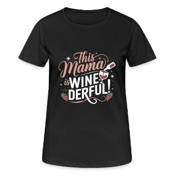This Mom Is Weinderbar – Wine Lover Shirt - Women's Breathable T-Shirt - black - Front - AI Model Female 172 light (172cm)