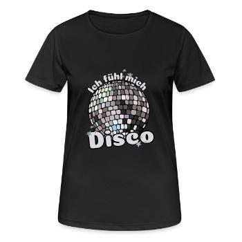Ich fühl mich Disco! Diskothek Discokugel Spruch - Frauen T-Shirt atmungsaktiv - Schwarz - Vorne - AI Model Female 172 light (172cm)