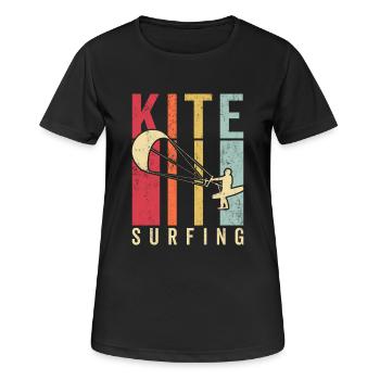 Kitesurfer Kiteboard Kitesurfen Kitesurf - Frauen T-Shirt atmungsaktiv - Schwarz - Vorne - AI Model Female 172 light (172cm)