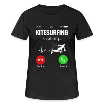 Kitesurfer Kiteboard Kitesurfen Kitesurf - Frauen T-Shirt atmungsaktiv - Schwarz - Vorne - AI Model Female 172 light (172cm)