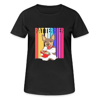 Rat Terrier - Frauen T-Shirt atmungsaktiv - Schwarz - Vorne - AI Model Female 172 light (172cm)