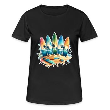 Surfeurs - T-shirt respirant Femme - noir - Devant - AI Model Female 172 light (172cm)
