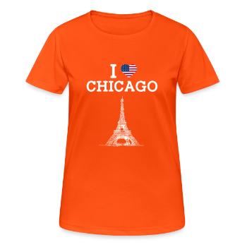 I Love Chicago Tower USA Flagge Liebhaber Eiffelturm - Frauen T-Shirt atmungsaktiv - Neonorange - Vorne - AI Model Female 172 dark (172cm)