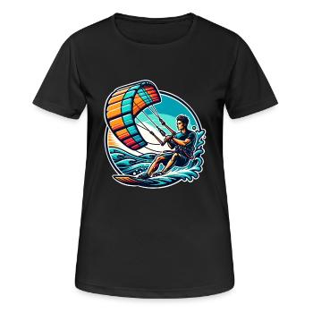 Kitesurfer Kiteboard Kitesurfen Kitesurf - Frauen T-Shirt atmungsaktiv - Schwarz - Vorne - AI Model Female 172 light (172cm)