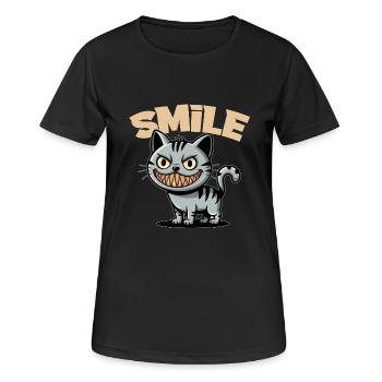 Sourire Chat Sourire Style Bande Dessinée Sourire - T-shirt respirant Femme - noir - Devant - AI Model Female 172 light (172cm)