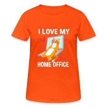 Remote Homeoffice - Frauen T-Shirt atmungsaktiv - Neonorange - Vorne - AI Model Female 172 dark (172cm)