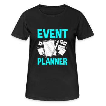 Event Planer - Frauen T-Shirt atmungsaktiv - Schwarz - Vorne - AI Model Female 172 light (172cm)