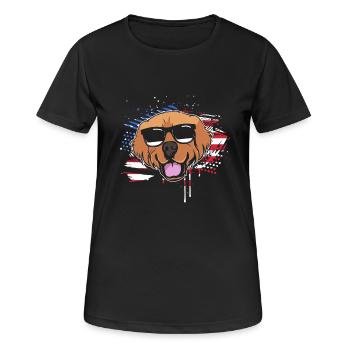 Golden Retriever Goldie Hund Hunde Geschenk - Frauen T-Shirt atmungsaktiv - Schwarz - Vorne - AI Model Female 172 light (172cm)