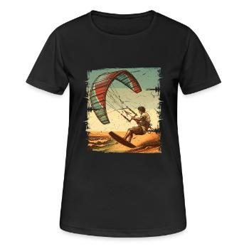 Kitesurfer Kiteboard Kitesurfen Kitesurf - Frauen T-Shirt atmungsaktiv - Schwarz - Vorne - AI Model Female 172 light (172cm)