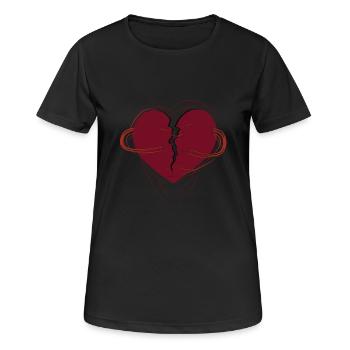 gebrochenes Herz mit Unendlichkeitszeichen - Frauen T-Shirt atmungsaktiv - Schwarz - Vorne - AI Model Female 172 light (172cm)
