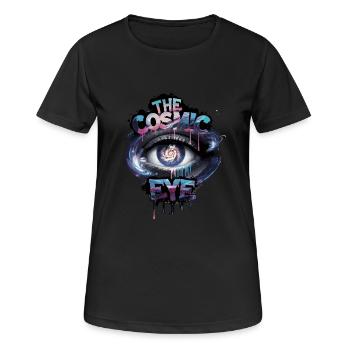 L’Oeil Cosmique Street Art Vision Cosmique - T-shirt respirant Femme - noir - Devant - AI Model Female 172 light (172cm)