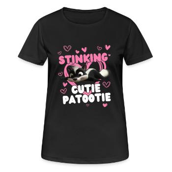 Cutie Patootie - Skunk Cutie : Fan drôle d’animaux - T-shirt respirant Femme - noir - Devant - AI Model Female 172 light (172cm)