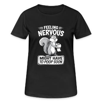 Intestin irritable Syndrom Écureuil Caca Humour - T-shirt respirant Femme - noir - Devant - AI Model Female 172 light (172cm)