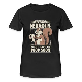Intestin irritable Syndrom Écureuil Caca Humour - T-shirt respirant Femme - noir - Devant - AI Model Female 172 light (172cm)